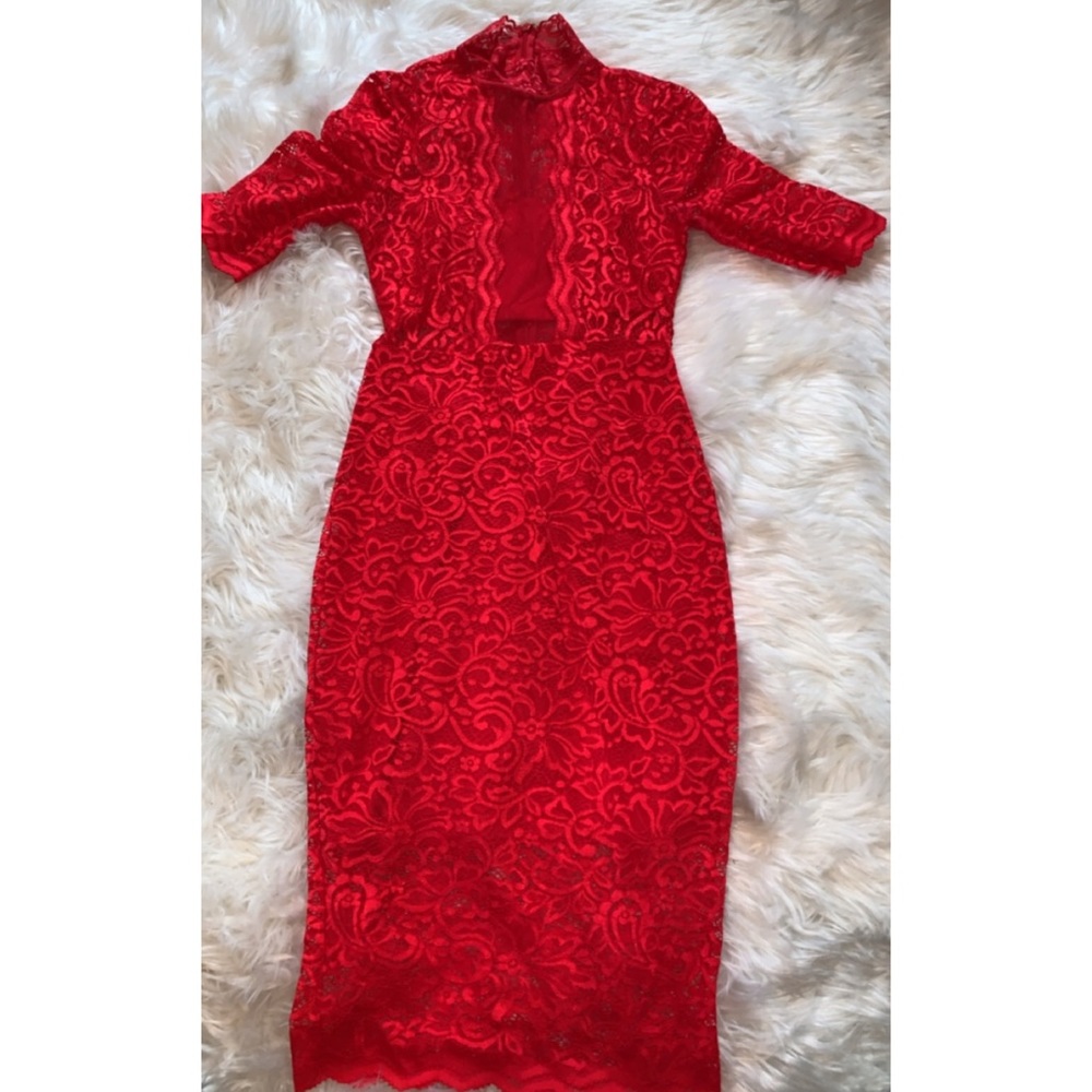 Express: Mock Neck, Lace Bodycon Dress